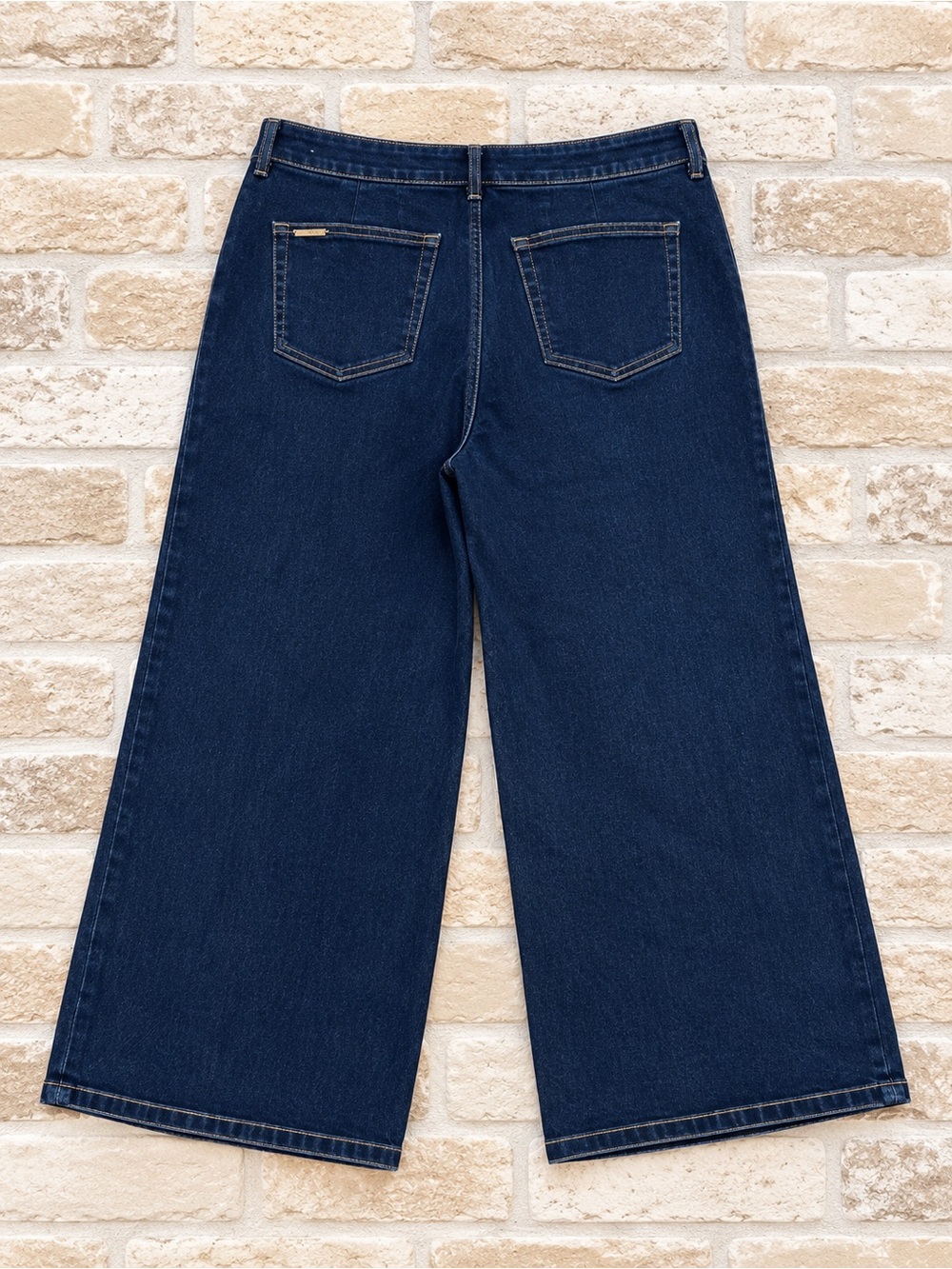 Michael Kors Dark Wash High Rise Cropped Wide Leg Stretch Denim Jeans Womens 16 - Picture 3 of 5